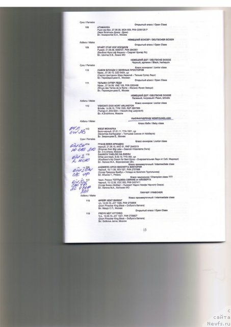 Фото: Фрагмент каталога ньюфы