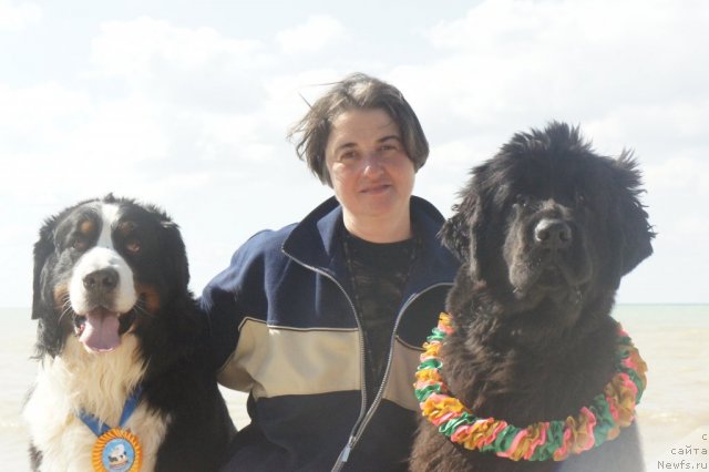 Фото: Ольга Браславская, Хундяр (Уран) и Уля, ньюфаундленд Фанньюф Улетная Девчонка (Funnewf Uletnaya Devchenka)